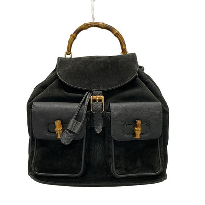 Gucci Backpack Sac Bamboo 32058 Black Leather