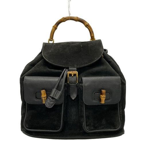 Gucci Backpack Sac Bamboo 32058 Black Leather