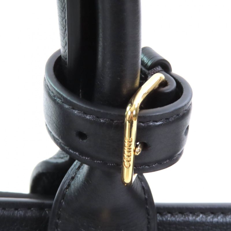 Celine 19987 Conti Bag Grained Calfskin Supple With Logo Padlock With Key Black