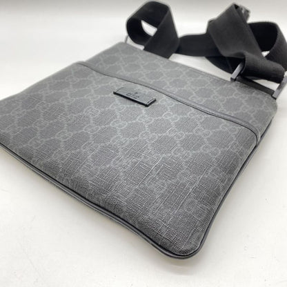 Gucci 162905 Shoulder Bag GG Supreme PVC Leather Black Ladies Men Fashion