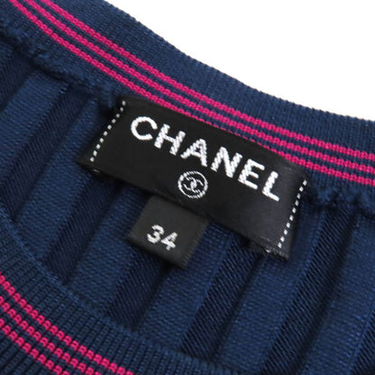 CHANEL P61004 85% Silk Coco Mark Number Rings Tight Ribbed Short Sleeve Knit