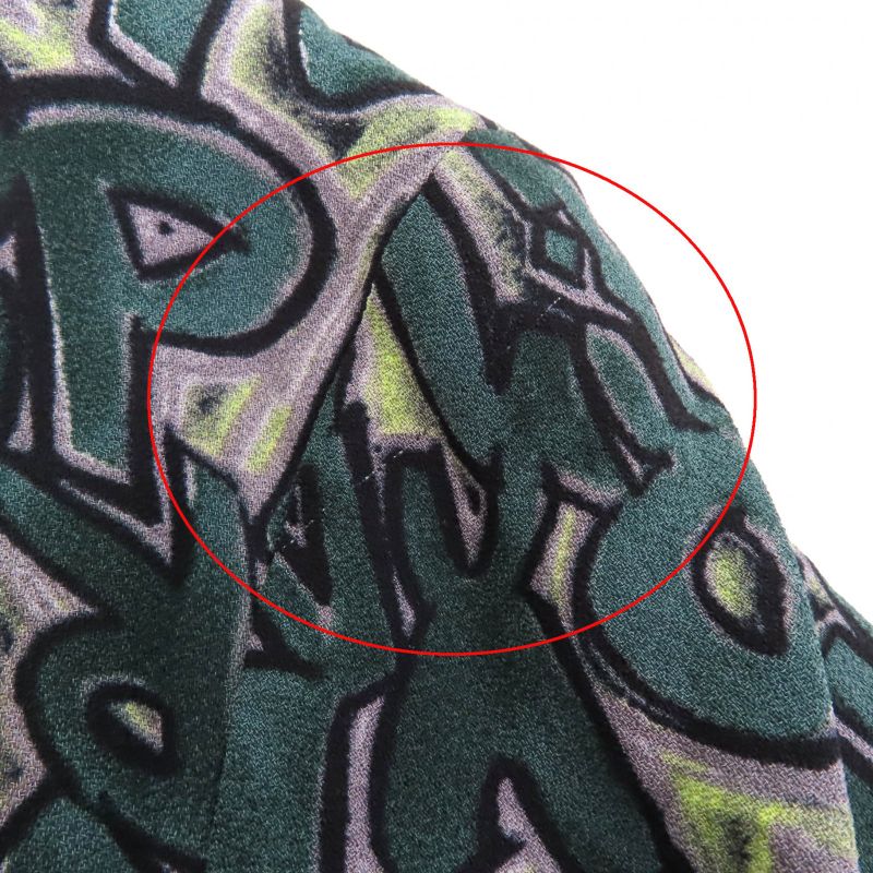 Louis Vuitton Graffiti Logo Long Sleeve Blouse Top Green 36 Made In France