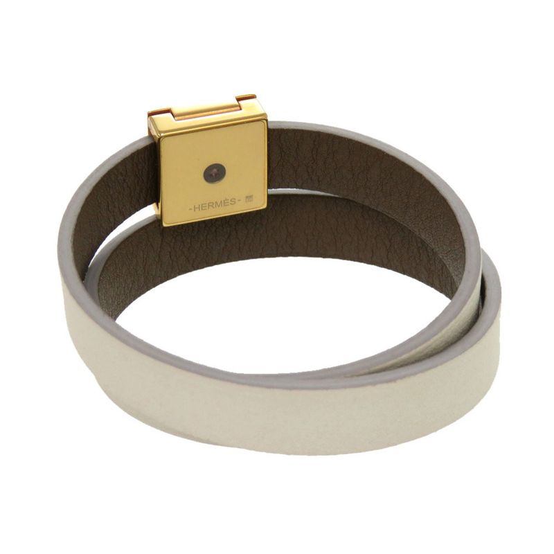 Hermes Medor Dubretour Leather White Gold Hardware Bracelet Accessories 0030