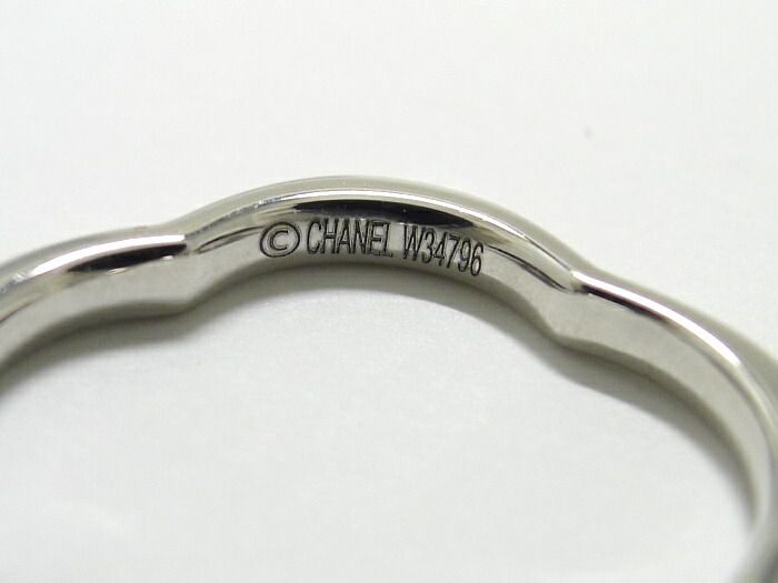 Chanel Camellia Ring 750wg 18K White Gold White Togo Old Diamond Size 48 Approx