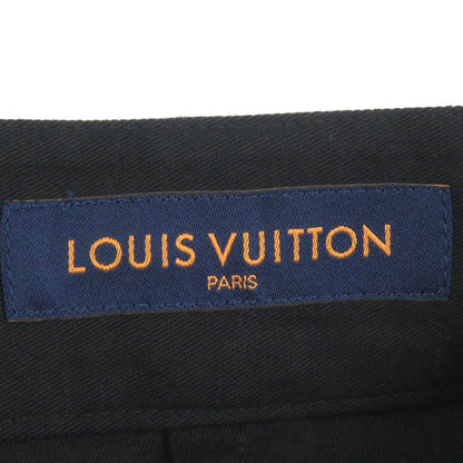 Louis Vuitton 22AW Linen Blend Logo Silver Plate Cargo Shorts Black 38 Made In