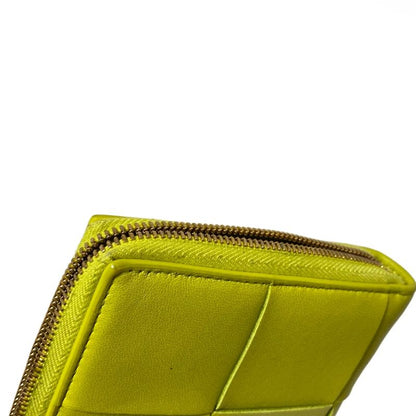 Bottega Veneta Long Wallet Cassette Zip Around Wallet Yellow Green Leather