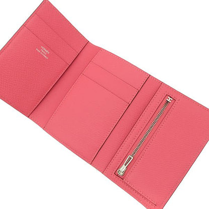 Hermes Trifold Wallet Bearn Combine Vaux Epson Rose Azalea Silver Hardware W