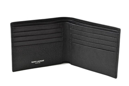 Saint Laurent Wallet YSL Saint Laurent Men's Foldable Wallet Star Leather Black