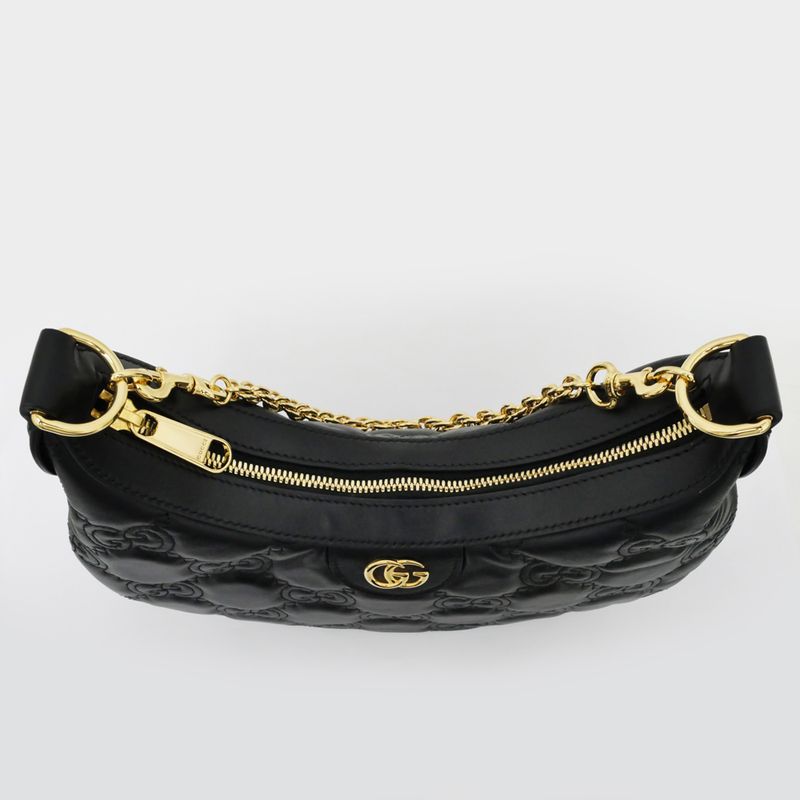 Gucci Ggmatelasse Shoulder Bag 739709 Black Hand Clutch 3WAY Leather