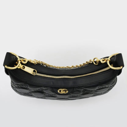 Gucci Ggmatelasse Shoulder Bag 739709 Black Hand Clutch 3WAY Leather