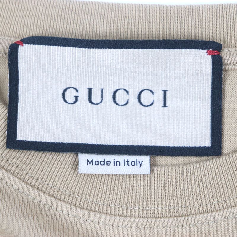  Gucci 771758 100% Cotton GG Logo Print Crew Neck Short Sleeve Brown XS Made