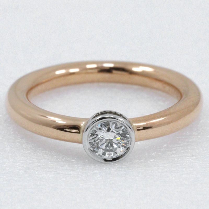 Tiffany & Co Bizet 1P Diamond 18K Pink Gold × Pt950 Platinum × Diamond #6 0.20