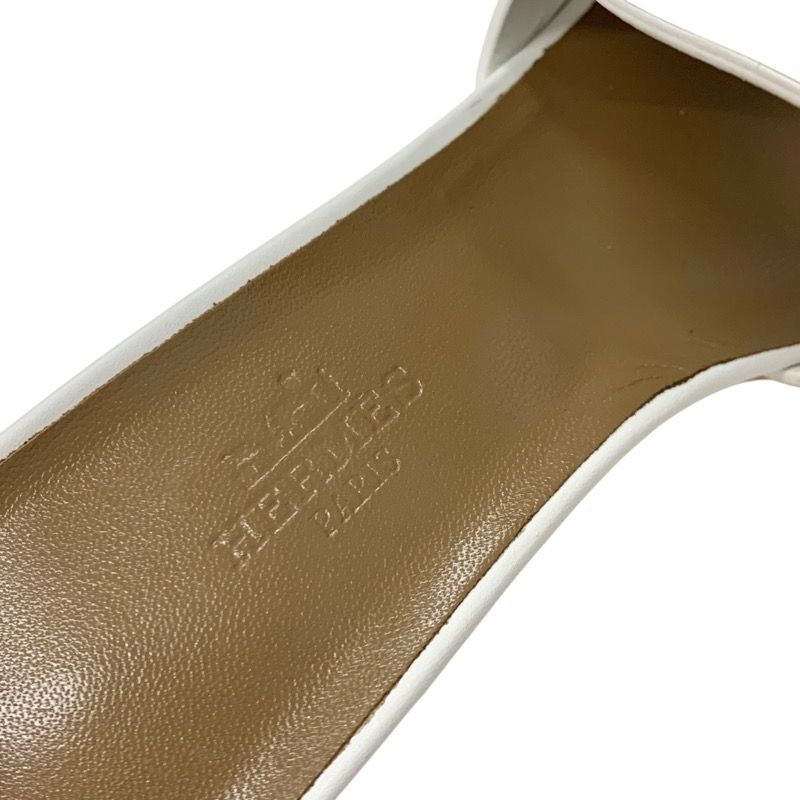 Hermes Mona Sandals Shoes Leather White Mules