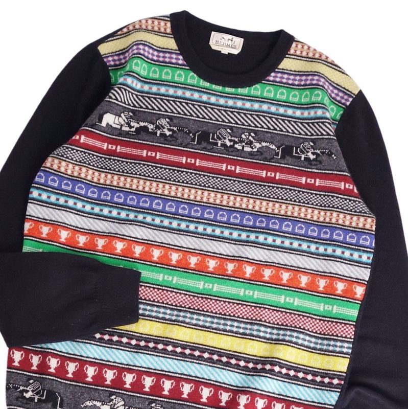 Hermes Knit Sweater Long Sleeve Long Sleeve Allover Pattern Woo