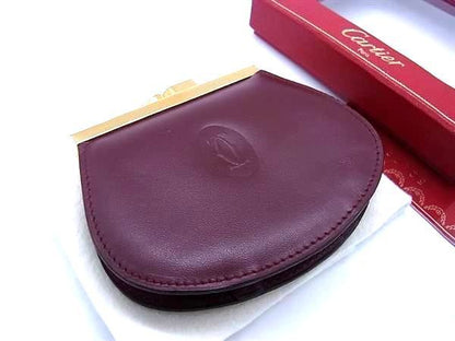 Cartier Must Line Leather Coin Case Coin Purse Coin Purse Bordeaux Fd0254