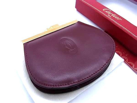 Cartier Must Line Leather Coin Case Coin Purse Coin Purse Bordeaux Fd0254