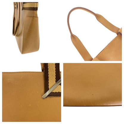 Gucci Sherry Beige Brown Silver Hardware Leather 73983 Tote Bag Shoulder Bag