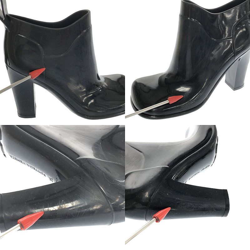 Bottega Veneta - Square Toe Rubber Heeled Short Boots - 35 - Black - Women's