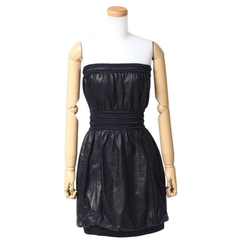 Fendi Dress Size 38 Sheepskin Lamb Leather Bare Top Dress Made In Italy