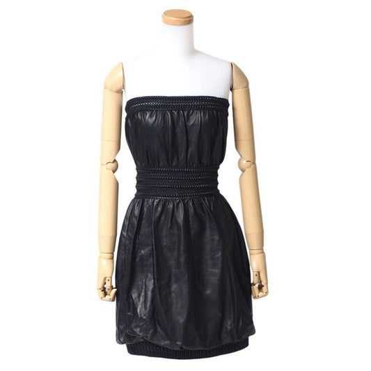 Fendi Dress Size 38 Sheepskin Lamb Leather Bare Top Dress Made In Italy