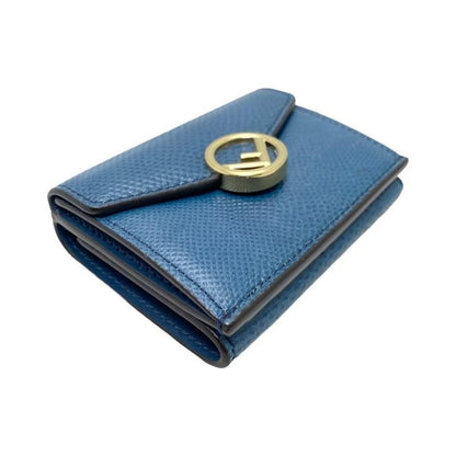 Fendi Trifold Compact Wallet 8m0395-A86r-199-1835 Blue Gold Hardware Fendi
