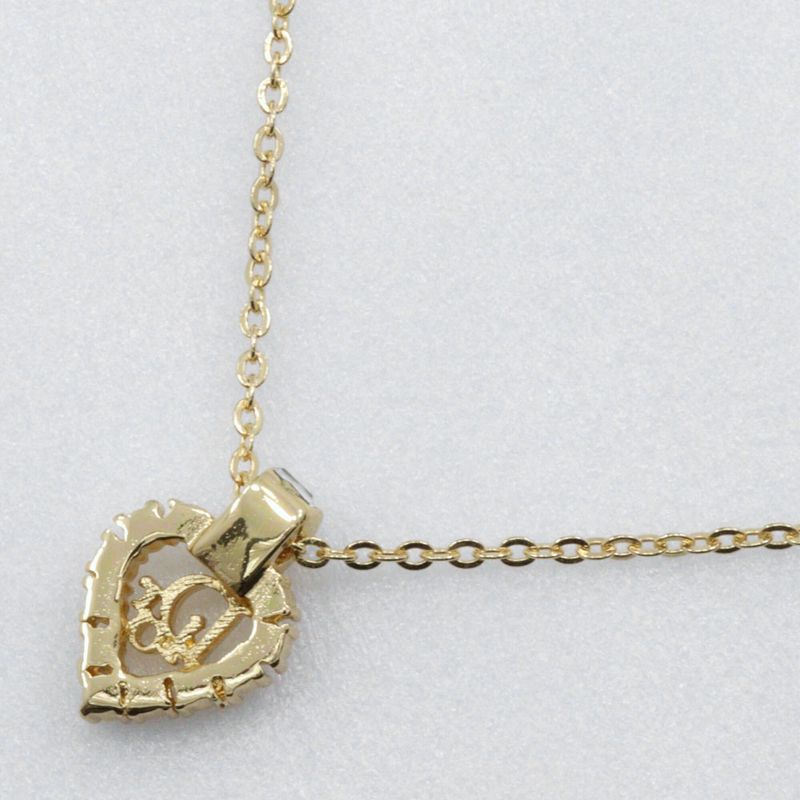 [dior] Christian Dior Logo Heart Gold Plated And Rhinestone Ladies 5.4g Necklace