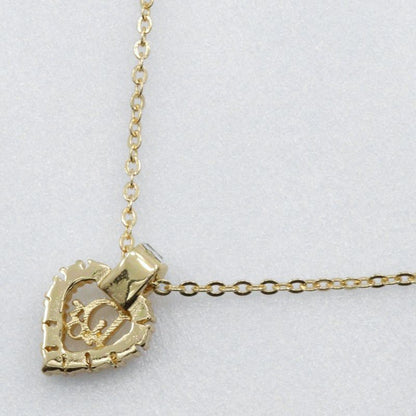 [dior] Christian Dior Logo Heart Gold Plated And Rhinestone Ladies 5.4g Necklace
