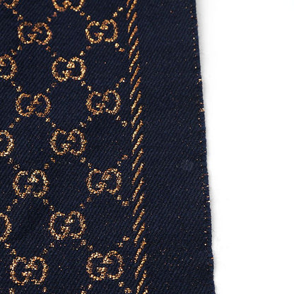 Gucci Scarf 479763 Metallic GG Navy Wool