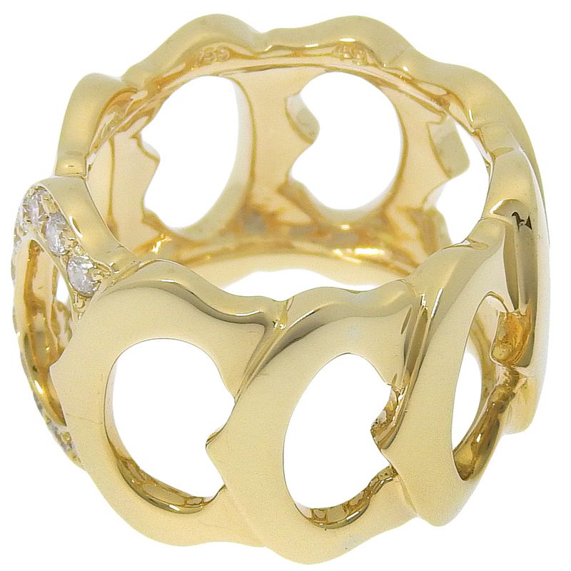Cartier C De Cartier 18K Yellow Gold And Diamonds Size 9.5 Ladies 11.3g Ring