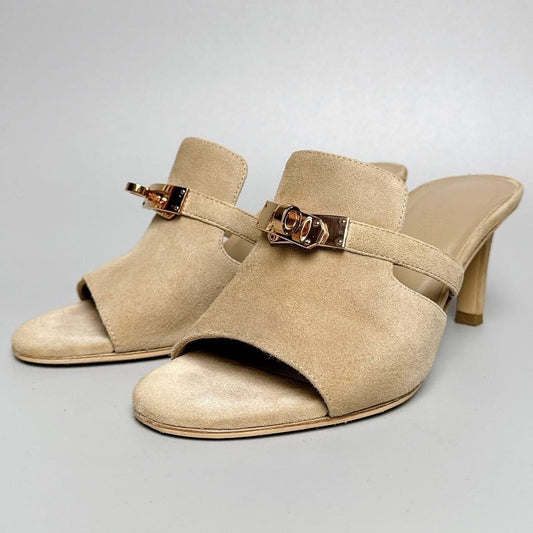 Hermes Sandals 35 Beige Suede
