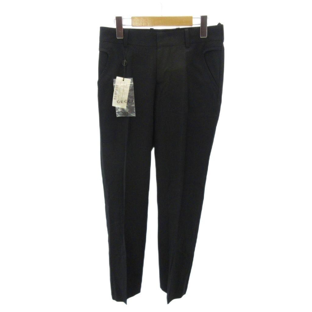 Gucci Tag Era Pants Trousers Straight Pleated 40 Black