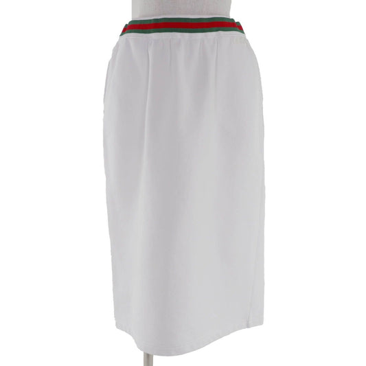 Gucci 100% Cotton Logo Webline Jersey Skirt Tight White L Made