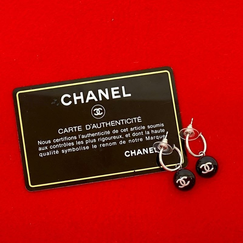 Chanel Coco Mark Motif Plastic Plated Earrings Accessories Small 99P