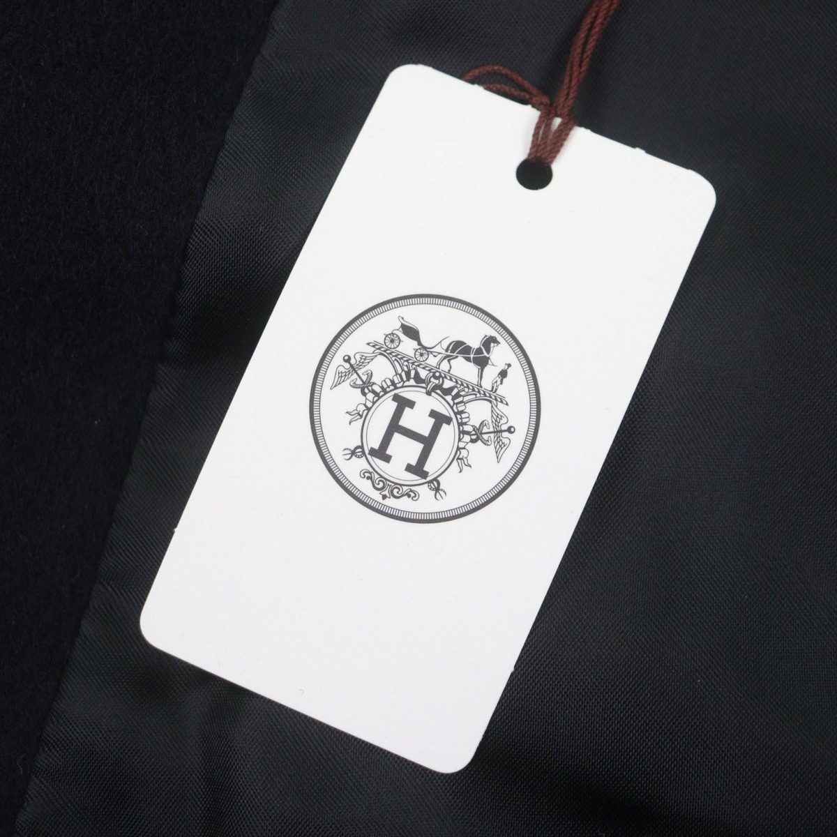 Hermes Cashmere Cowhide Leather Piping Tailored Single Chesterfield Coat Navy 58 — view 13