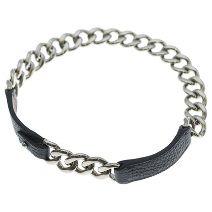 Hermes Box Palladium Double Chain Choker Silver Necklace