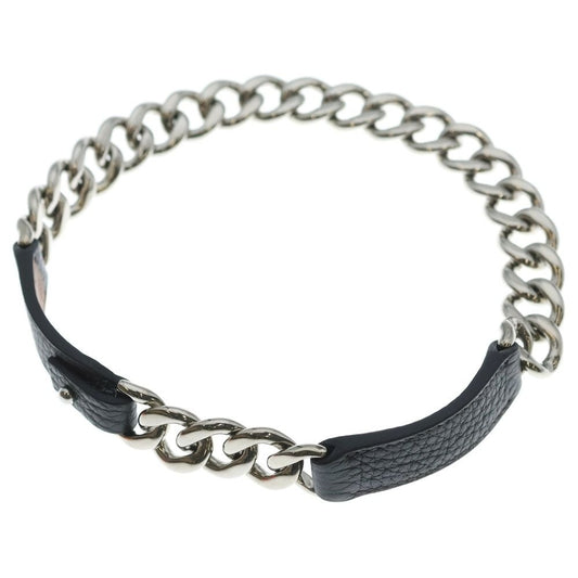 Hermes Box Palladium Double Chain Choker Silver Necklace