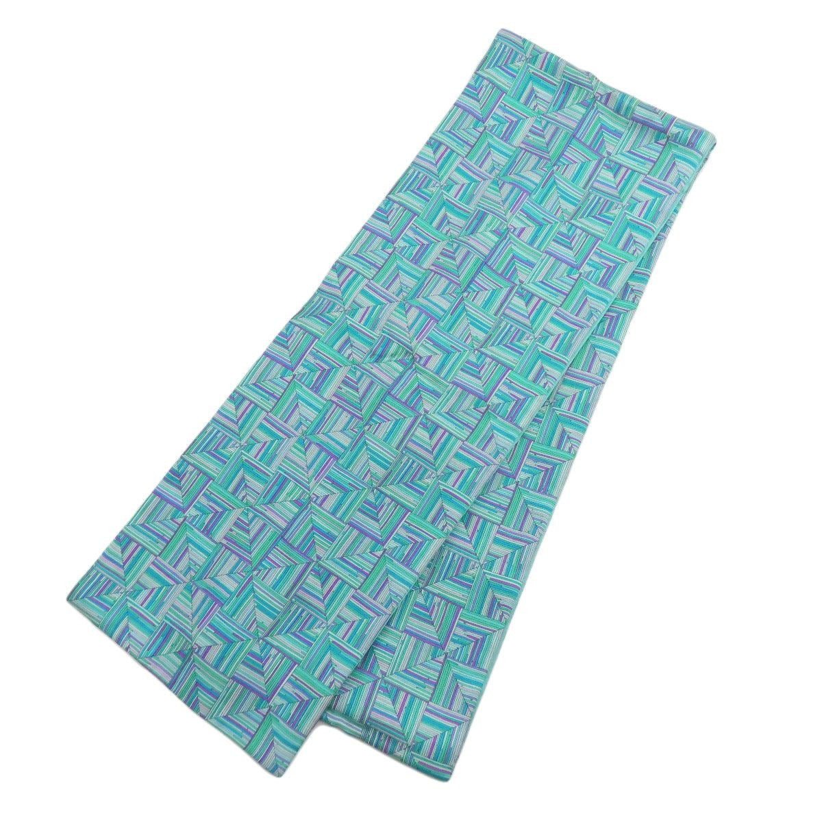 Hermes Geometric Pattern Scarf Silk Turquoise X Purple Green