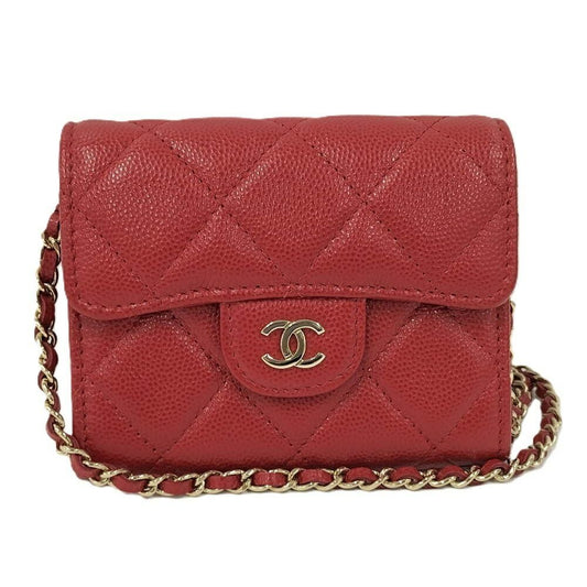 Chanel Chain Wallet Shoulder Bag Quilted Caviar Leather