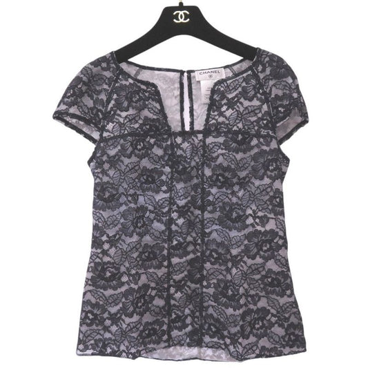 Chanel Camellia Lace Floral Short Sleeve Blouse Cut And Sewn Size 36 W0543