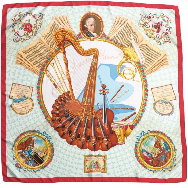 Hermes Wolfgang Amadeus Mozart Hymn To Carre 90 Scarf Silk Twill Square