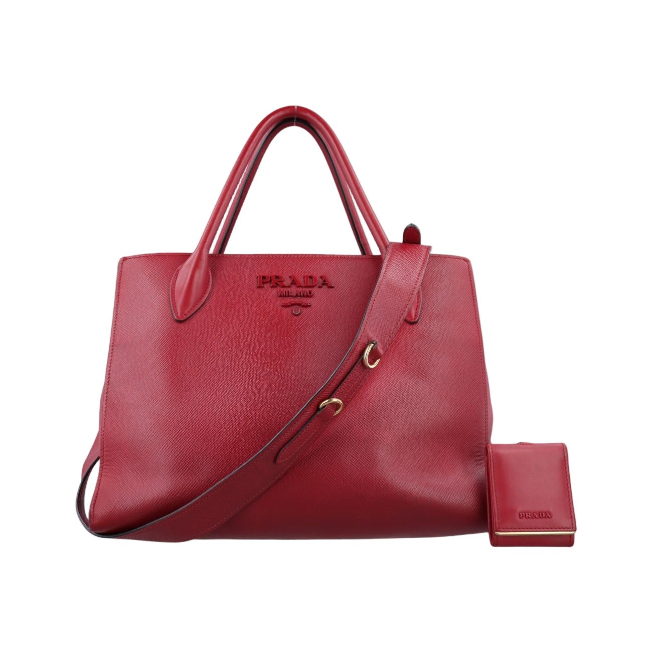Prada Cuir Monochrome Red Saffiano Leather 59 Messenger Bag