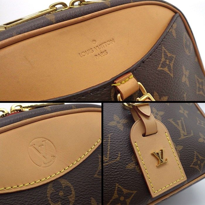 Louis Vuitton Shoulder Bag Deauville MINI M45528 Monogram Canvas Beige Leather