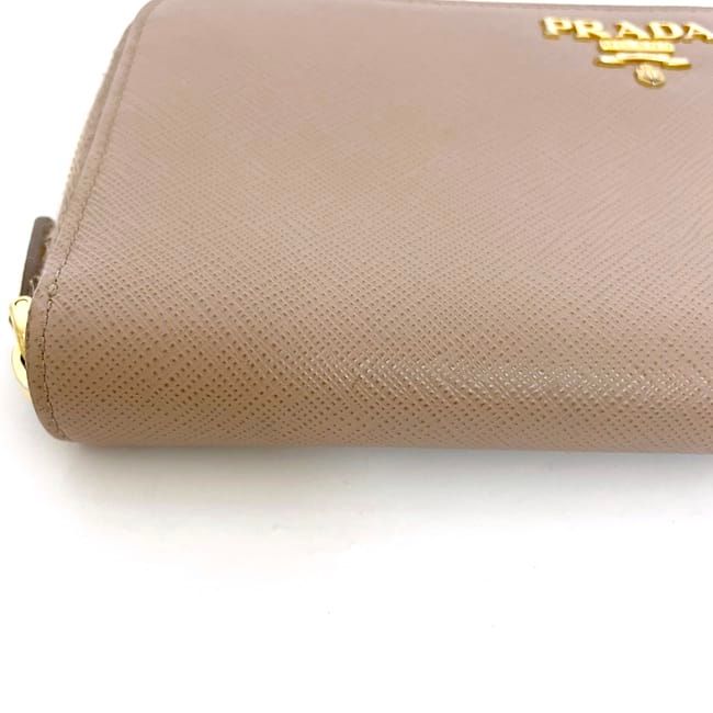 Prada Round Zipper Long Wallet Beige 1ml506 Wallet Excellent Condition