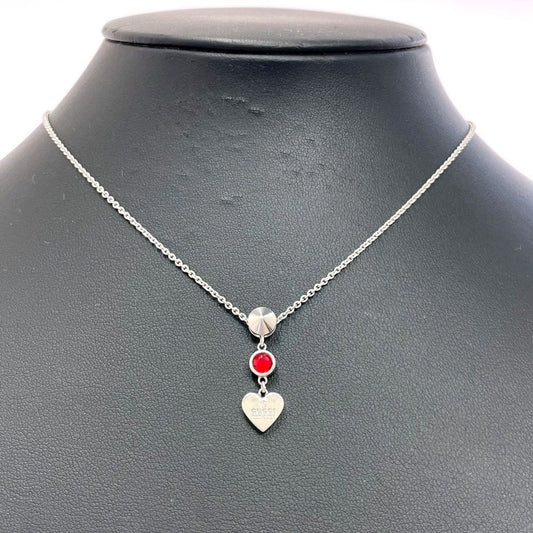 Gucci Silver Heart Necklace 925 Sterling Engraved
