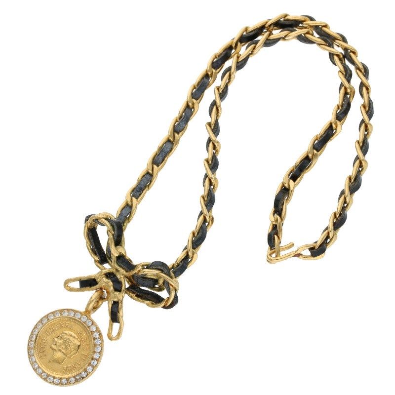 Chanel 96P Vintage Coin Ribbon Choker Necklace Women