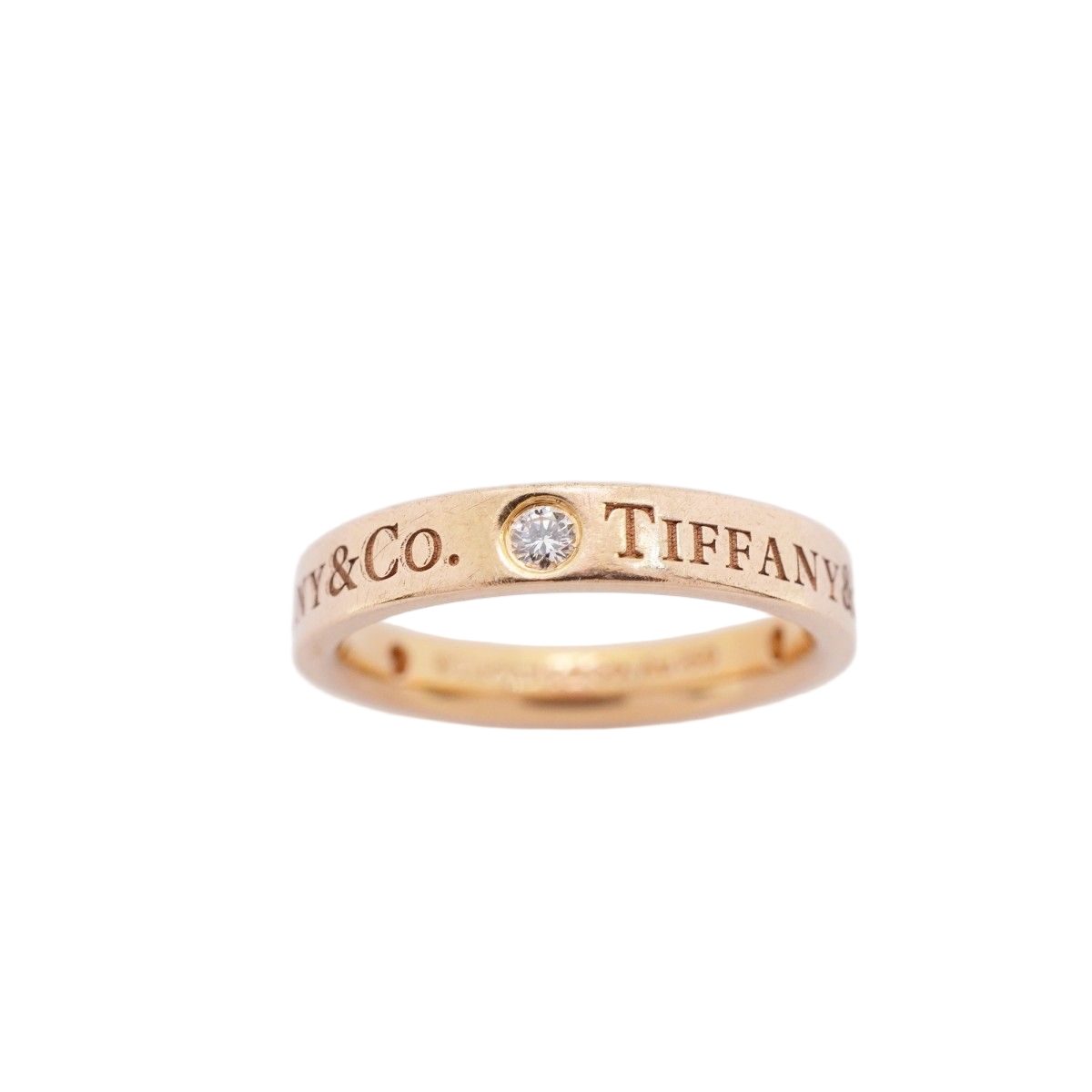 Tiffany & Co Ring Flat Band 18k Pink Gold Diamond — view 2