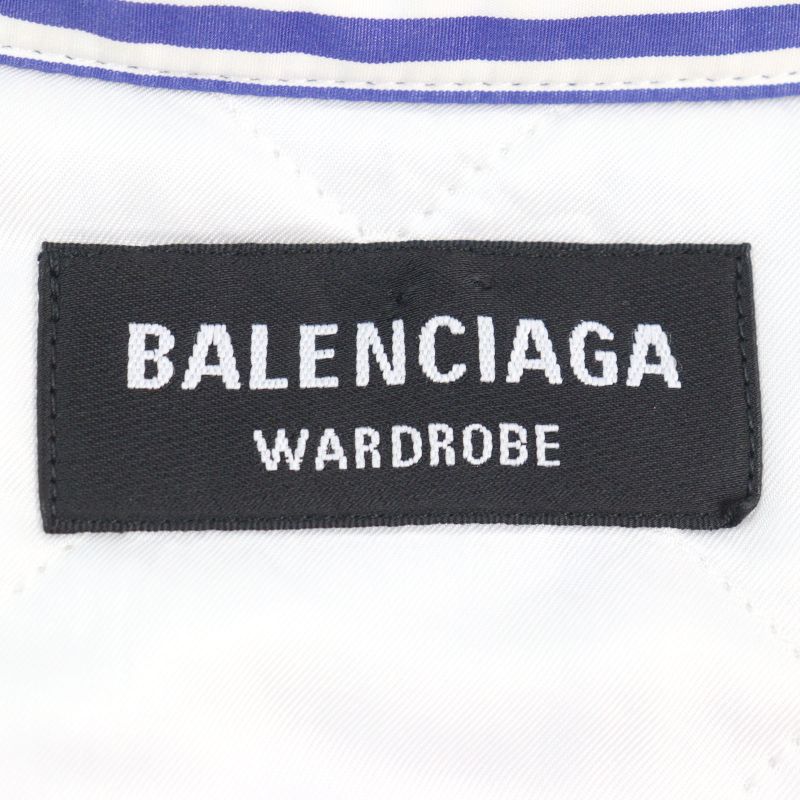 Balenciaga 21SS 642339 100% Cotton Oversized Padded Flannel Striped Long Sleeve