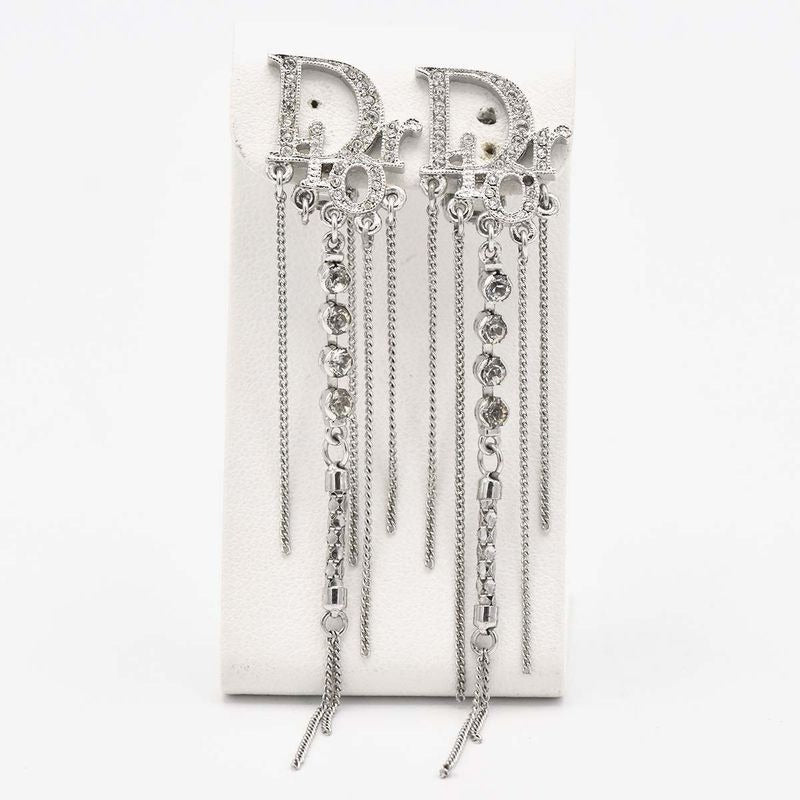 Christian Dior Earrings Logo Rhinestone Accessories With Bag H6928