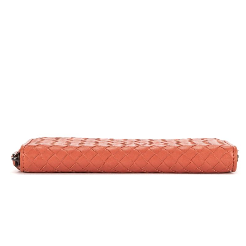 Bottega Veneta Intrecciato Zip Around Wallet Orange Intrecciatoleather A