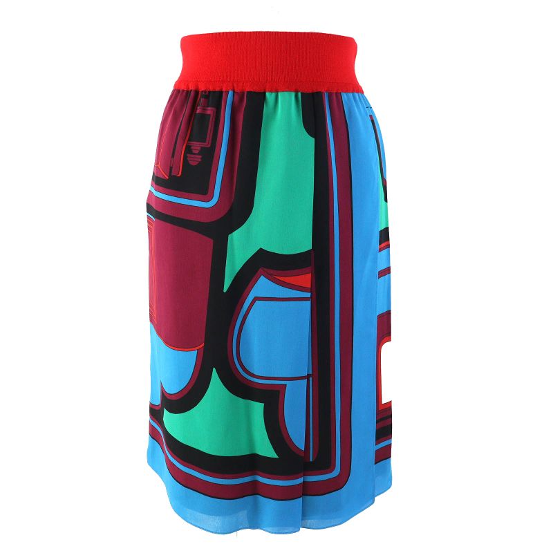 Hermes 522823do 100% Silk All-over Design Twill Laine Wrap Skirt Multicolor 38